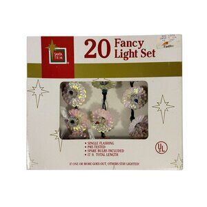 Christmas Tree Lights Vintage Santa Trim 20 Fancy Light Set Iridescent Flowers